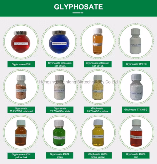 Glyphosate (95%TC, 360SL, 480SL, 62%IPA, 75.7% WSG, 88.8%WSG)